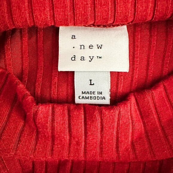 Women's A New Day Rib Knit Midi Dress - Rust Size L - Picture 3 of 4